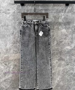 ZK58773 Loewe 24FW Autumn And Winter New Stir Fried Snowflake Fringed Straight Leg Jeans 丨 Made kw4mat95