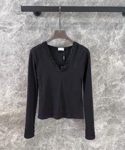 ZT58778 Saint Laurent 24FW Autumn/Winter New Micro Label Embroidered Hot Diamond Edge V-neck Ho 5o5gduxz