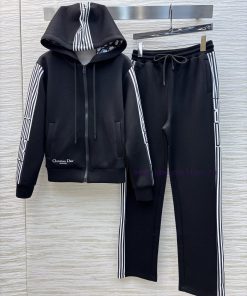 CT72365 Dior 24 New Item Letter Contrasting Tied Edge Hooded Zipper Space Cotton Set Casual And newgph4f