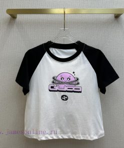 CT63853 GG Gucci Color Blocked Shoulder T-shirt Is A Super Youthful And Sweet Style With A Comb sa54w50c