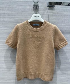 High End AT62993 Prada 23 Autumn/Winter New Product Holiday Party Series Short Sleeved Cashmere xu8zbtm1