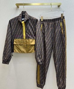 Early Spring New CT65313 Double F Full Printed Logo Set With Color Blocked Ribbon Zipper Design gci1g2dk