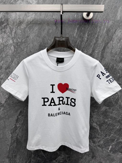 TT58053 BALENCIAGA 25ss Early Spring New Item Latest Printed Short Sleeved T-shirt With Round N jrubqw6q