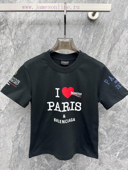 TT58053 BALENCIAGA 25ss Early Spring New Item Latest Printed Short Sleeved T-shirt With Round N nxzx8vcp
