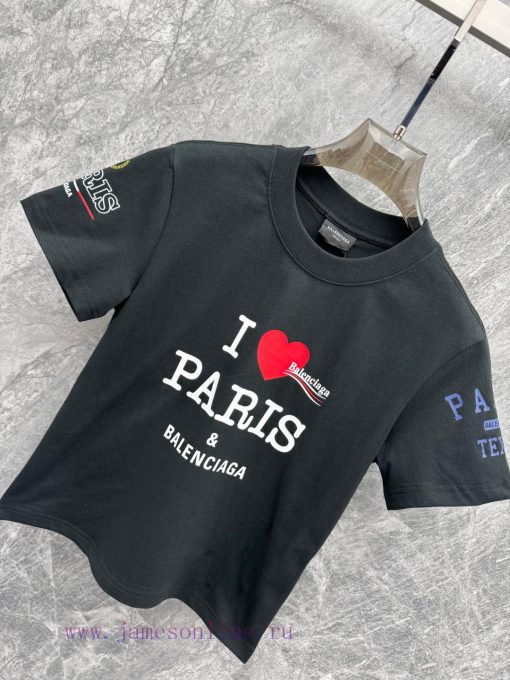 TT58053 BALENCIAGA 25ss Early Spring New Item Latest Printed Short Sleeved T-shirt With Round N nxzx8vcp - Image 3