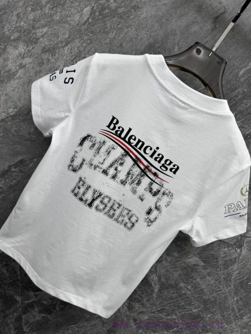 TT58053 BALENCIAGA 25ss Early Spring New Item Latest Printed Short Sleeved T-shirt With Round N jrubqw6q - Image 9