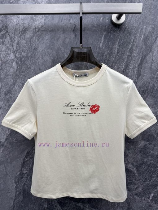 TT58054 Acid Stud * 25Ss Early Spring New Lip Print Logo Printed Casual Short Sleeved T-shirt 丨 dsb7rfnf - Image 2
