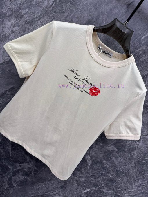 TT58054 Acid Stud * 25Ss Early Spring New Lip Print Logo Printed Casual Short Sleeved T-shirt 丨 dsb7rfnf - Image 3