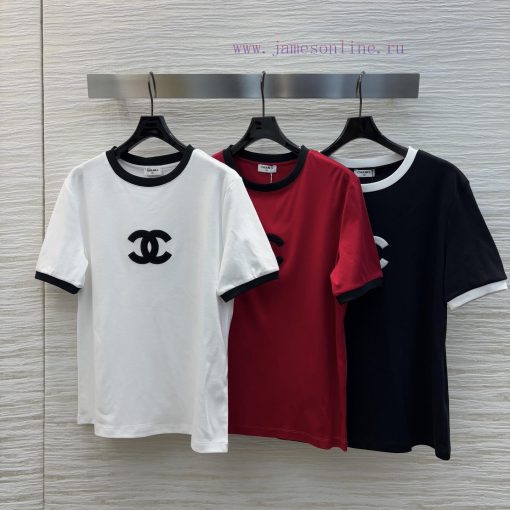 CT75288 Chanel 25 New Style Contrasting Color Wrapped Short Sleeved T-shirt The Most Versatile 1kbws98r