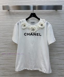 CT75290 Chanel 25 Spring/Summer New Collection Three Dimensional Flower Round Neck Short Sleeve 2mears8i