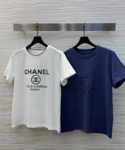 CT75291 Chanel Classic Sequin T-shirt With Small Sequin Embroidery And Classic Logo Shining Sim kurc66uq