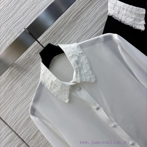 CC75297 Valentino 25 Early Spring New Collection Cake Lace Silk Shirt YB Made Of 100% Mulberry ei9j1me5 - Image 4