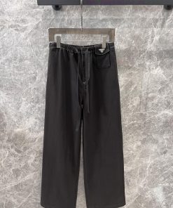 ZK60195 Prada 25 Early Spring New Product Triangle Label Decorative Drawstring Tencel Casual Pa jn2sesqh