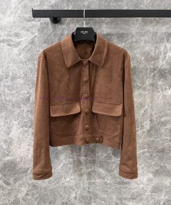 ZW60196 Celine 25Ss Early Spring New Lapel Button Jacket | The Product Presents A Suede Texture frrztnf2
