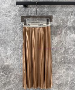 ZB60200 Loewe 25Ss Early Spring New Logo Ribbon Splicing Hundred Fold Long Half Skirt | Produce t1awgalz