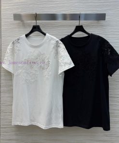 CT75309 Ermanno Scervino Lace King 25 Early Spring Heavy Crafted Lace Splicing T-shirt Overweig 4cqb3y6m