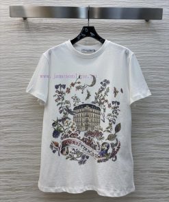 CT75310 Dior 25 Early Spring New Collection Floral Print Pattern Short Sleeved T-shirt With Con 8yli7vum