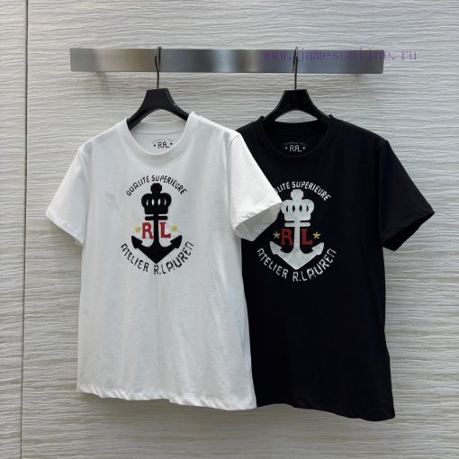 CT75311 Ralph Lauren Embroidered Ship Anchor T-shirt - A Simple And Basic Single Item Top Featu neqp1nm8