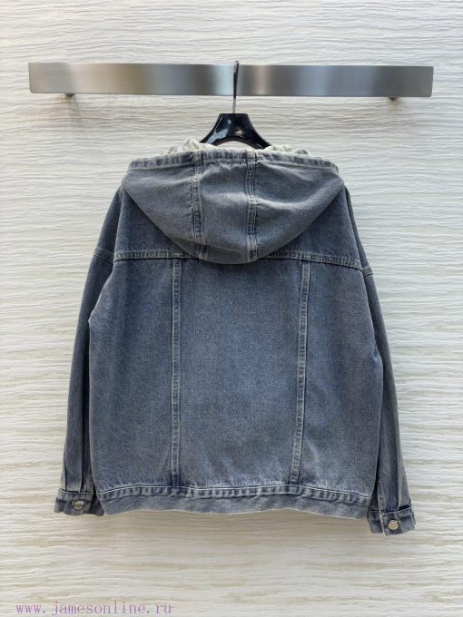 CW75325 Fendi 25 Early Spring Hooded Design Denim Jacket With Super High Appearance Logo Printe jsszcc9c - Image 9