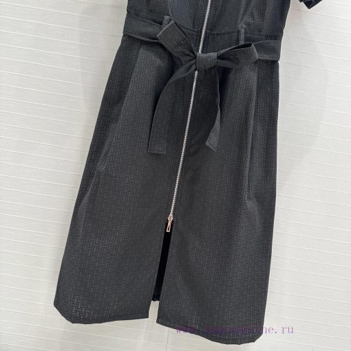 BL75327 He * M è S New Product H Dark Pattern Jacquard Small Lapel Zipper Dress Positioned With kqz6054o - Image 7