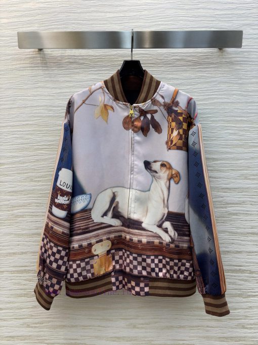 CW75355 Louis Vuitton 25 Early Spring Checkerboard Dog Pattern Jacket Jacket With Silk Scarf Te vifyvte3 - Image 2