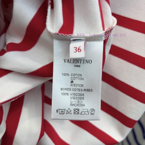 CT75357 Valentino 25 Spring/Summer Long Term Preference For Letter Decoration Striped T-shirt T npgi9ms3 - Image 10
