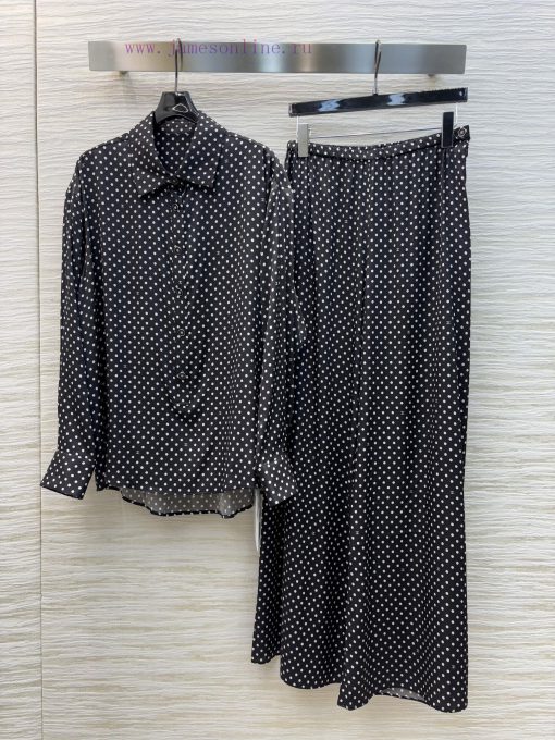 CT75361 Chanel Spring/Summer 25 Lazy And Elegant Polka Dot Silk Set Polka Dot Loose Fit Shirt+h 3cakvdct