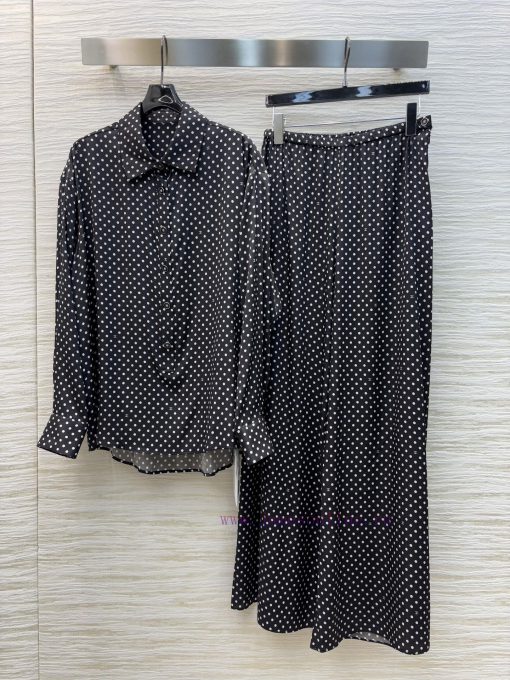 CT75361 Chanel Spring/Summer 25 Lazy And Elegant Polka Dot Silk Set Polka Dot Loose Fit Shirt+h 3cakvdct - Image 2