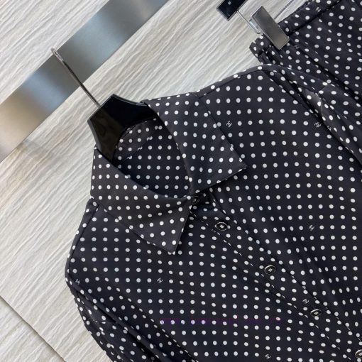 CT75361 Chanel Spring/Summer 25 Lazy And Elegant Polka Dot Silk Set Polka Dot Loose Fit Shirt+h 3cakvdct - Image 3