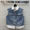 CW75365 Chanel 25 Early Spring New Collection With A Fake Two-piece Design Denim Vest Shirt Col pjsar654
