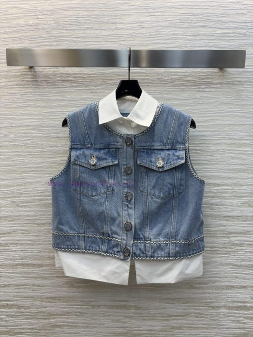 CW75365 Chanel 25 Early Spring New Collection With A Fake Two-piece Design Denim Vest Shirt Col pjsar654 - Image 2