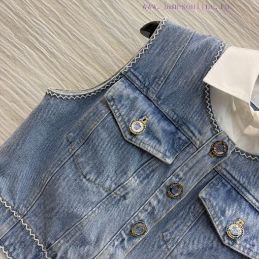 CW75365 Chanel 25 Early Spring New Collection With A Fake Two-piece Design Denim Vest Shirt Col pjsar654 - Image 4