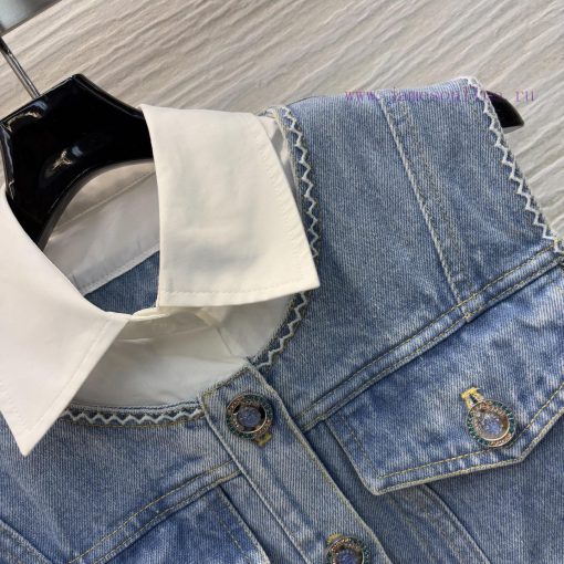 CW75365 Chanel 25 Early Spring New Collection With A Fake Two-piece Design Denim Vest Shirt Col pjsar654 - Image 6