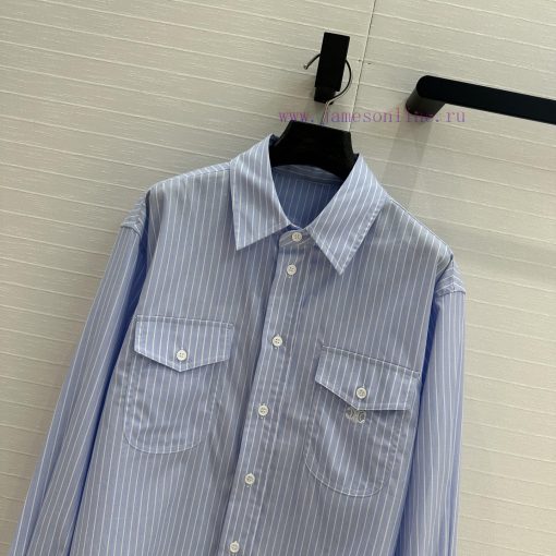 BC75369 Cel * 25 Early Spring New Product Fine Striped Short Shirt Retro Art Style Small Short kd817au9 - Image 3