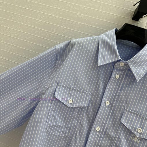 BC75369 Cel * 25 Early Spring New Product Fine Striped Short Shirt Retro Art Style Small Short kd817au9 - Image 4