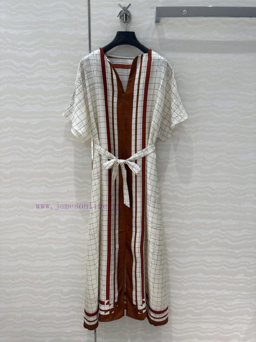 AL73916 Hermes 25s Early Spring New Product Kaftan Split Dress Coaching Deja Vu Pattern Positio jejzyytl - Image 2