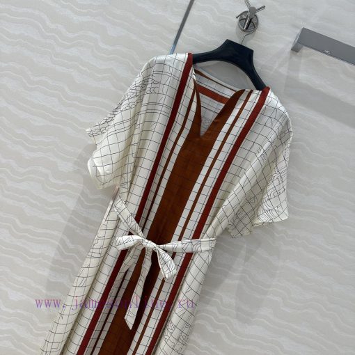 AL73916 Hermes 25s Early Spring New Product Kaftan Split Dress Coaching Deja Vu Pattern Positio jejzyytl - Image 3