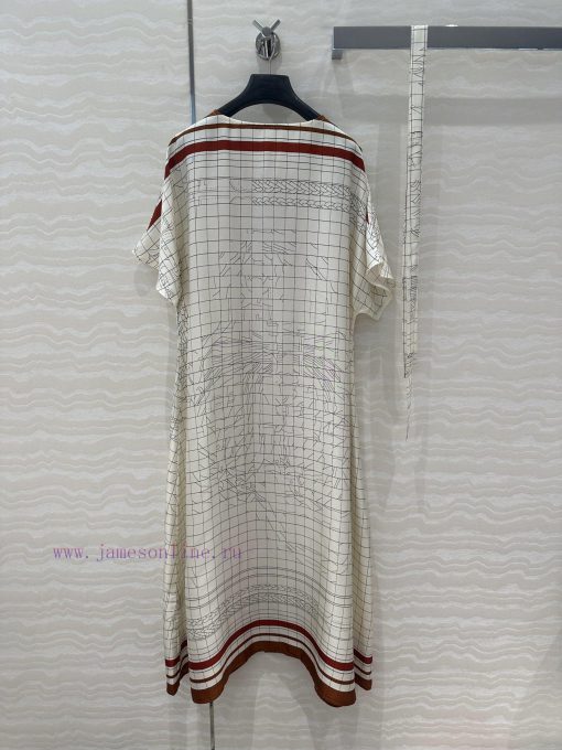 AL73916 Hermes 25s Early Spring New Product Kaftan Split Dress Coaching Deja Vu Pattern Positio jejzyytl - Image 9