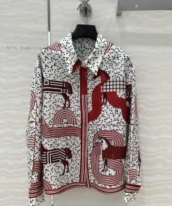 ️ AC73625 H Pop Style Steed Pendant Positioned Printed Silk Shirt 100% Silk Twill Texture Super l9ex5rfo
