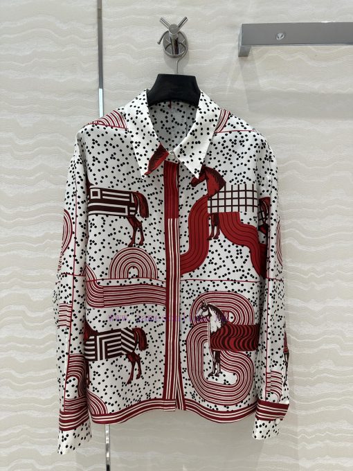 ️ AC73625 H Pop Style Steed Pendant Positioned Printed Silk Shirt 100% Silk Twill Texture Super l9ex5rfo - Image 2