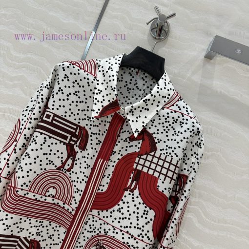 ️ AC73625 H Pop Style Steed Pendant Positioned Printed Silk Shirt 100% Silk Twill Texture Super l9ex5rfo - Image 3