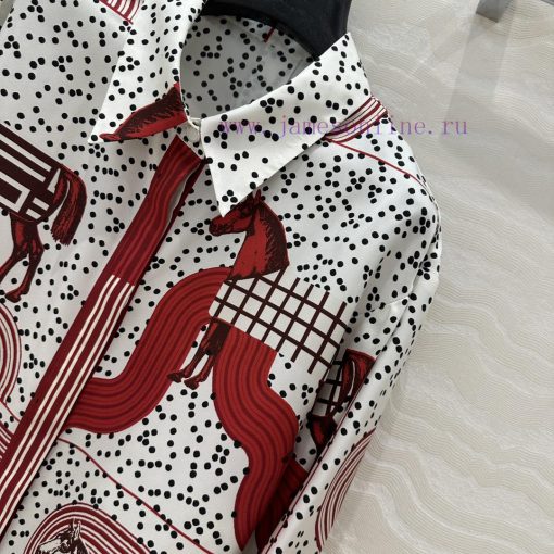 ️ AC73625 H Pop Style Steed Pendant Positioned Printed Silk Shirt 100% Silk Twill Texture Super l9ex5rfo - Image 4