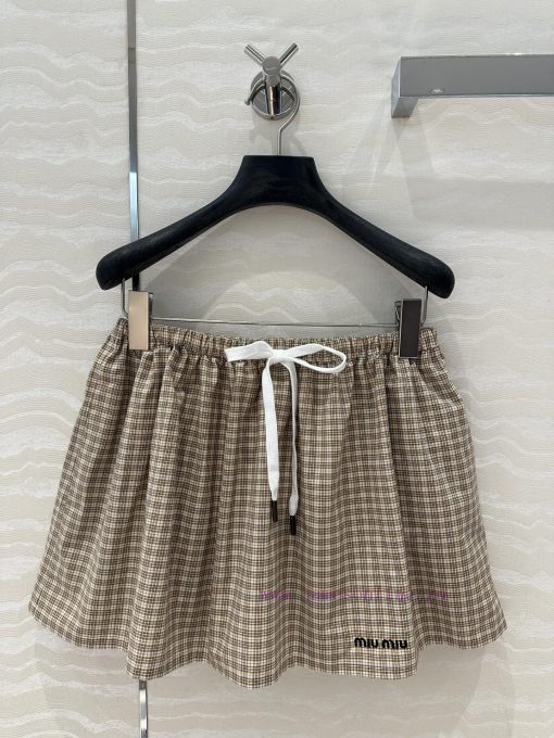 AB73921 Miu Miu Girls' Dressing Intelligent Molecular Academy Style Fine Plaid Flower Bud Fluff iqze3ash