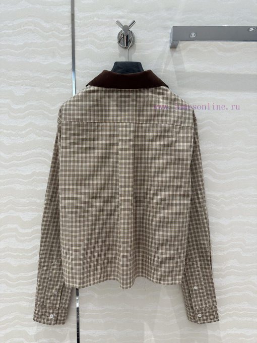AC73922 Miu Miu Girls' Dressing Intelligent Molecular Academy Style Fine Grid Short Shirt Tempe smkp97ft - Image 10