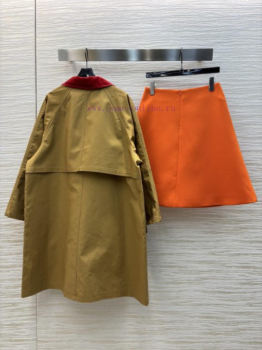 CT75379 Prada 25 Spring/Summer Show Contrasting Corduroy Collar Loose Windbreaker Mid Length Ja qsnhi4d2 - Image 9