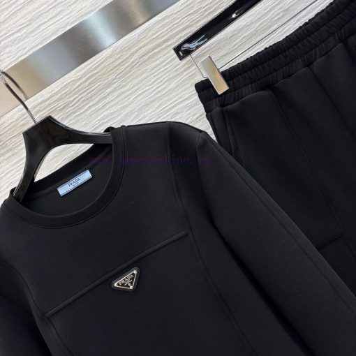 CT75380 Prada 25 Early Spring Triangular Decoration Casual Set Space Cotton Fabric Short Hooded rny1clns - Image 5