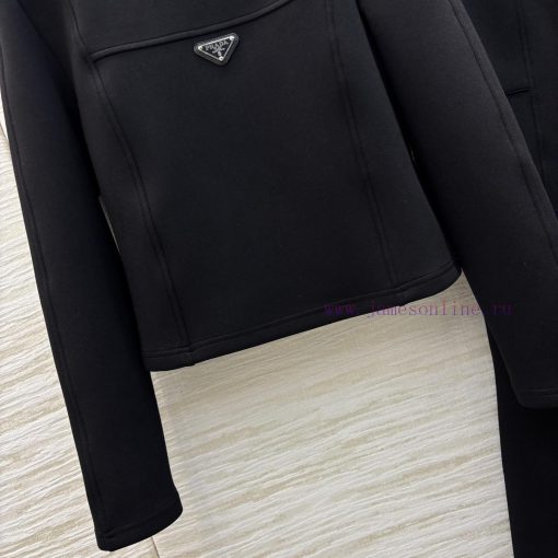 CT75380 Prada 25 Early Spring Triangular Decoration Casual Set Space Cotton Fabric Short Hooded rny1clns - Image 6