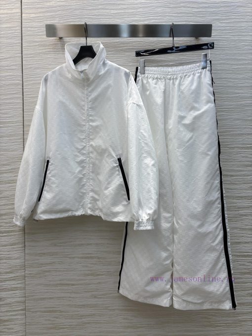 CT75383 Gucci 25 Early Spring Popular Nylon Double G Jacquard Series Set With Stand Up Collar Z y1gjfeps