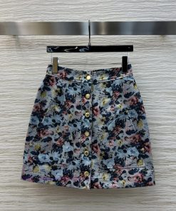 CK75391 Louis Vuitton 25 Early Spring Flower Jacquard Denim Series Flower Buckle A-line Denim H kg51ppso