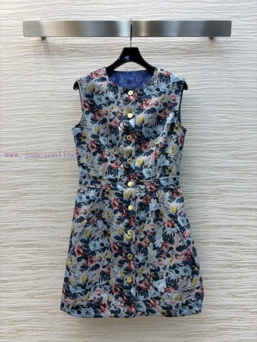 CL75393 Louis Vuitton 25 Early Spring Floral Jacquard Denim Collection Buckle And Waist Sleevel iibo9pr2 - Image 2